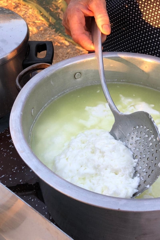 Farm Tour with Cheese-Making, Olive Oil Tasting & Picnic - Watching mizithra cheese being made