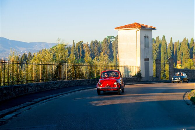 Florence: Private Vintage FIAT 500 with Wine & Olive Oil - San Miniato al Monte: a 20-minute photo stop
