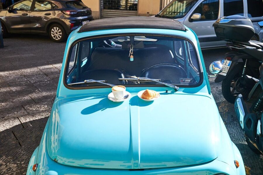 Florence: Vintage Fiat 500 Tour with Wine Tasting at Winery - San Miniato al Monte and Florence from above