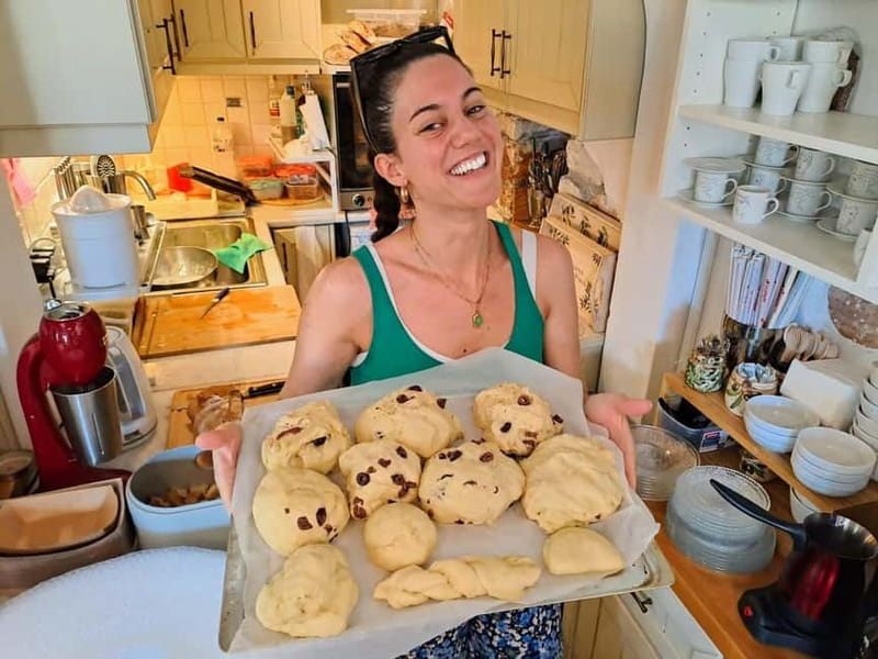 Naxos Town: Olive Oil Tasting & Baking in the Heart of Town - Baking bread from Katerina’s family recipe