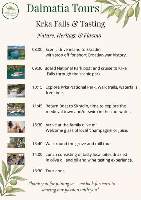 Šibenik or Zadar: Krka falls, olive mill, oil & wine tasting - Why this Dalmatian day works