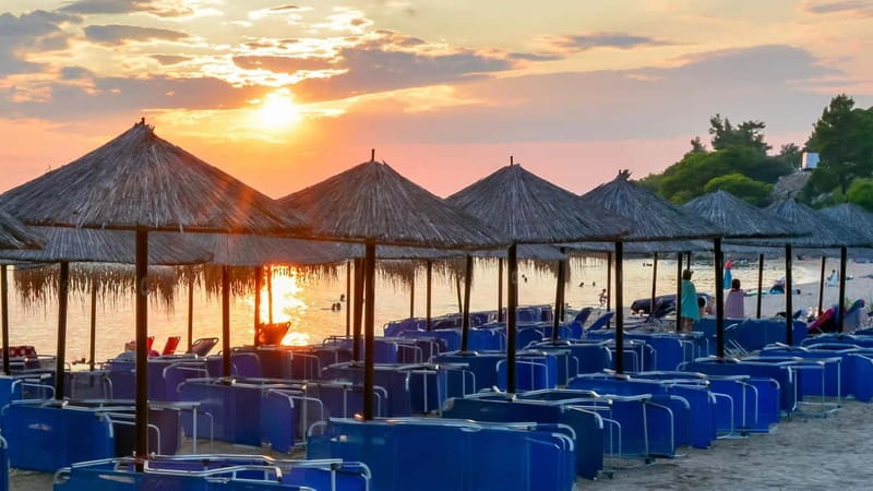 Thessaloniki: Halkidiki/Sithonia Swim, Sunset & Olive Tour - Sunset over the Aegean